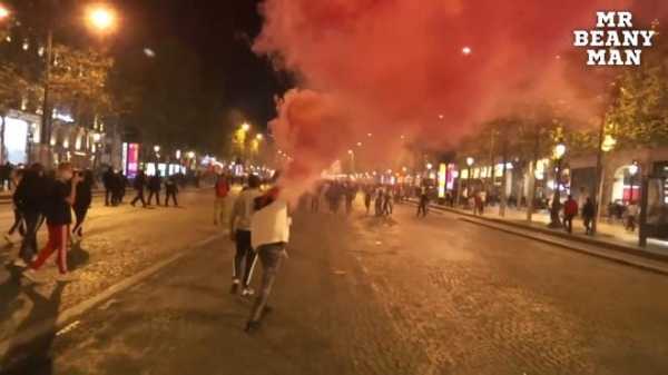 Полиция применила слезоточивый газ на Елисейских полях против болельщиков0