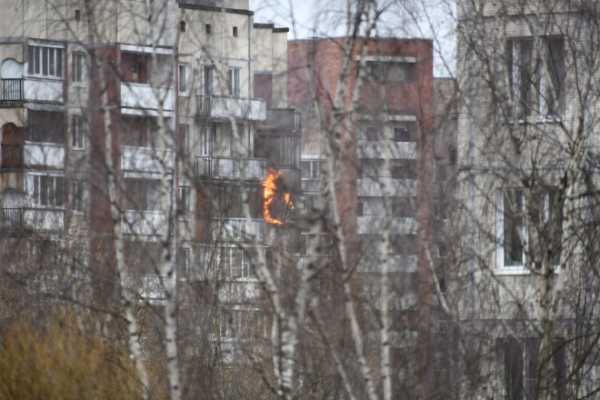 Видео: соседка сверху пыталась помочь спасателям потушить пожар на Светлановском 0