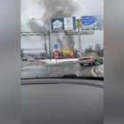 На въезде в Мурино произошел крупный пожар