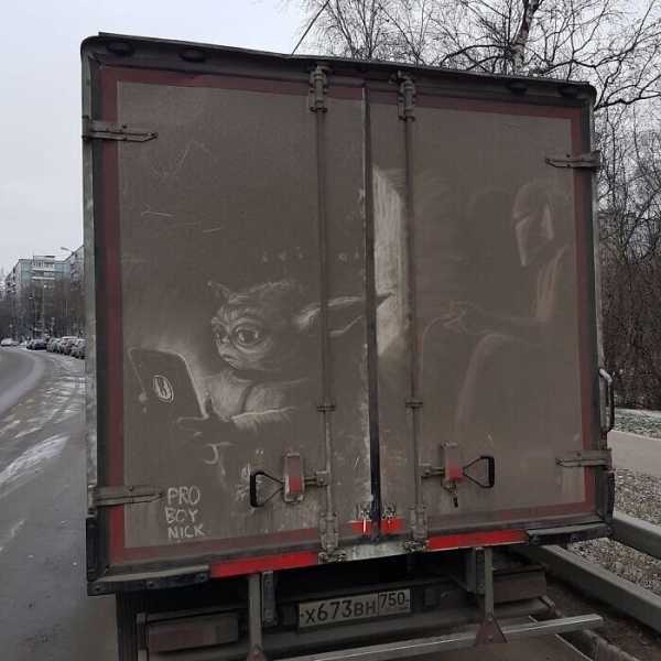 Рисунки на грязных грузовиках: 36 крутых работ Никиты Голубева