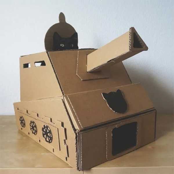 20 прикольных котиков, завоевавших соцсети, для которых хозяева специально сделали картонные танки