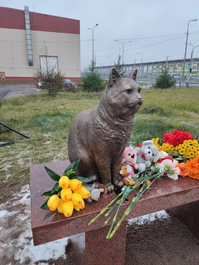 На городском кладбище животных в Петербурге открыли памятник коту Кузе