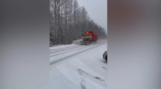 На борьбу с весенним снегопадом в Ленобласти выезжали 596 дорожников на 357 спецмашинах