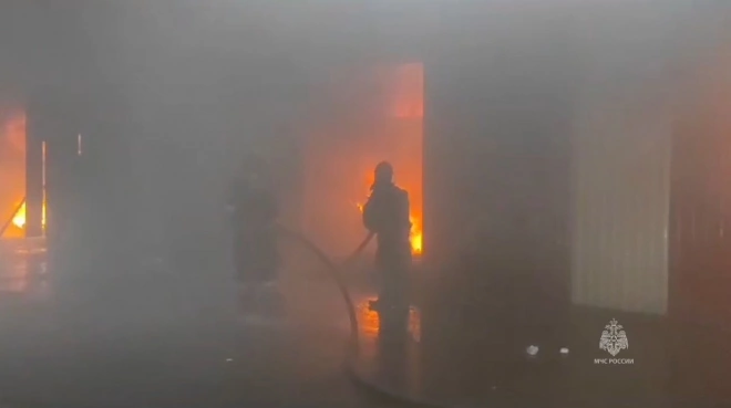 В Ростовской области произошел пожар на складе с посудой и электротехникой0