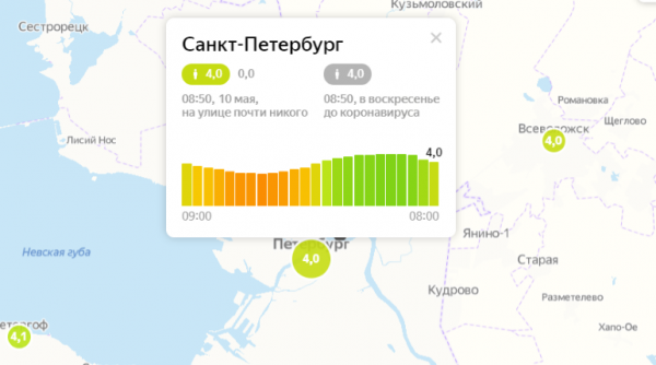 Индекс самоизоляции в Петербурге упал до 4 баллов0